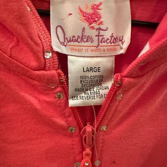 Quacker Factory jeweled zip up Large NWT rhinestones  embroidered frog - Picture 2 of 6